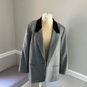 Vintage Black and white Velvet collar houndstooth blazer